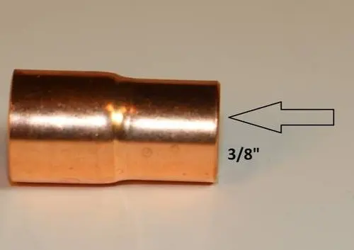 Copper Reducing Coupling For 5/16" to 3/"8 O.D. Lines For Refrigeration, A/C