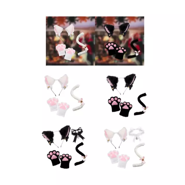 Accessori per costumi di Halloween con orecchie e coda di gatto per il