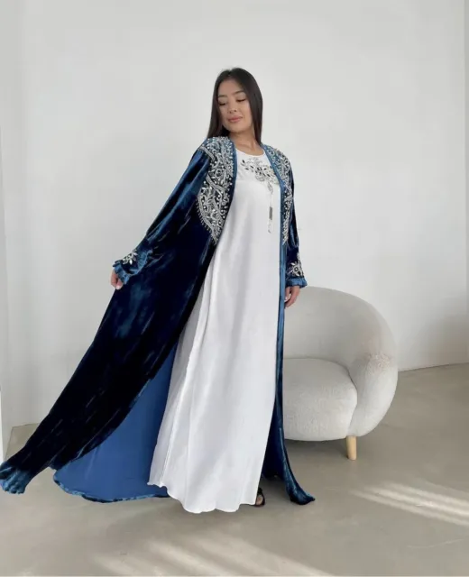 Sale Velvet Moroccan Dubai Kaftan Abaya Wedding Dress Very Fancy Long Gown 466