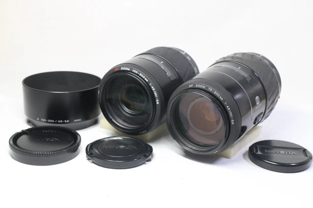 Lot of 2 Minolta AF ZOOM 100-300mm F4.5-5.6 Lens & 75-300mm F/4.5-5.6 Lens