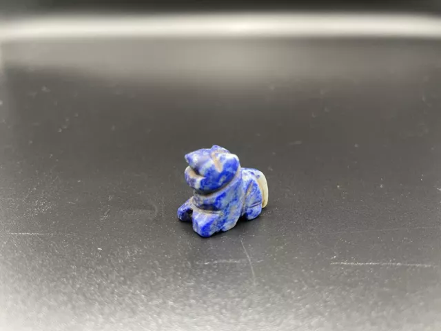 old ancient antique animals figures carved beads Lion￼Lapis stone