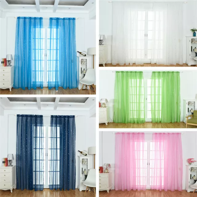 star curtains sheer Stars Window Curtains Room Gauze Drapes Blind Kids Boys