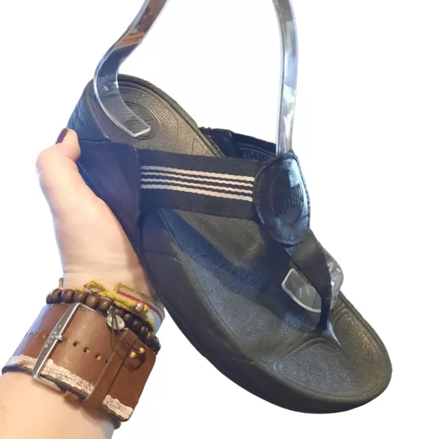 Fitflop Black Flip Flop Sandals Slip On Thongs Wedge Size 7 Womens