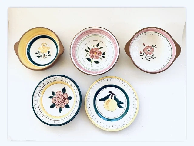 Stangl Pottery Lot of 5 Bowls Dish Soup Cereal Assorted Patterns Hand Painted