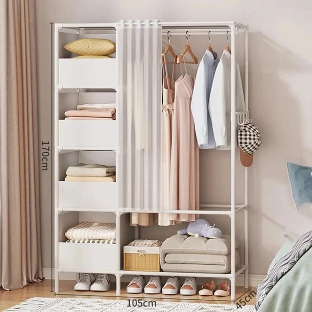 Armoire Penderie Pliable Tissu 175 X 150 X 45 Cm - Grande Garde-Robe Gris Anthracite, Étagères & Tringle