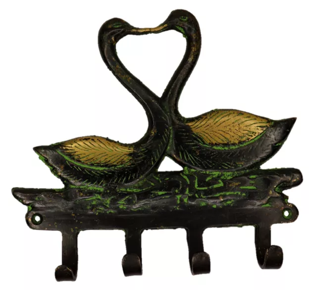 Ducks Pair Shape Vintage Style Handmade Brass Wall Hanger Cup Cloth Key Hook