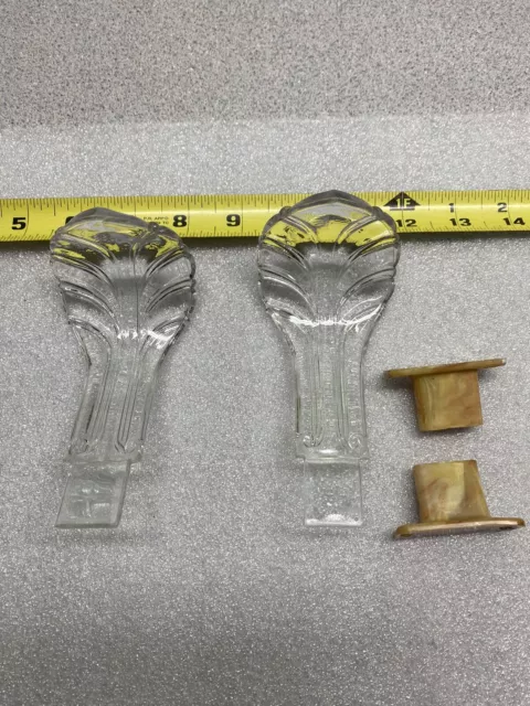 Set of 2 Vintage Glass Drapery Curtain Tie Back Holders 1940s