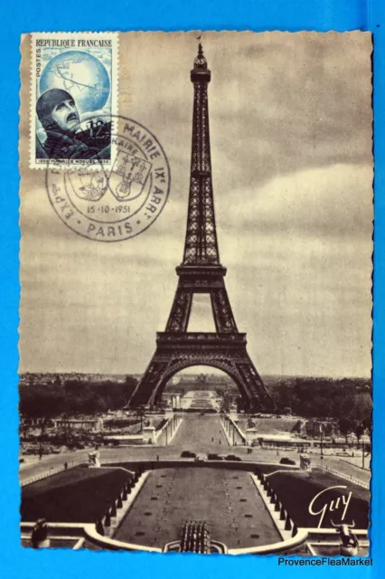 MAURICE NOGUES TOUR EIFFEL    1952 France Carte Maximum Yt 907