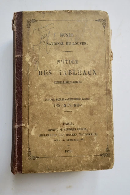 LOUVRE NATIONAL MUSEUM. Note of paintings exhibited in galleries 1878 £ ...
