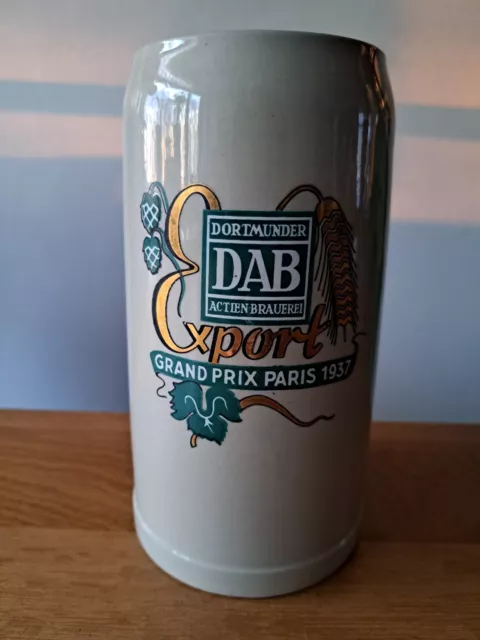 Alter Bierkrug 1l Dortmunder Actien Brauerei DAB Export Grand prix Paris 1937