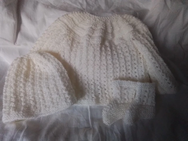 Ensemble Bébé Naissance Fait Main - Brassière, Bonnet Et Chaussons Bleus - Neuf Sans étiquettes