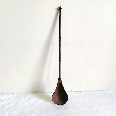 19c Vintage Primitive Iron Handmade Long Ladle Spoon Kitchenware Old Decorative 3