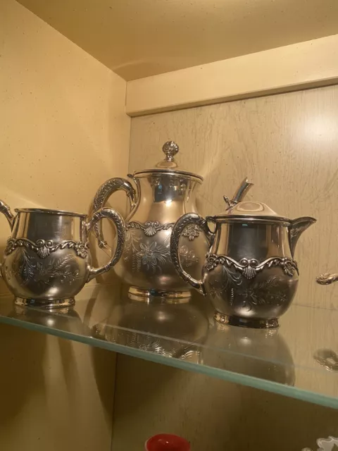 Antique Barbour Silver Company Tea Set # 2408 Quadruple Silver 2