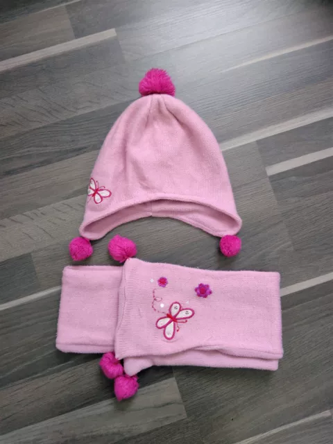 Ensemble polaire rose écharpe + bonnet