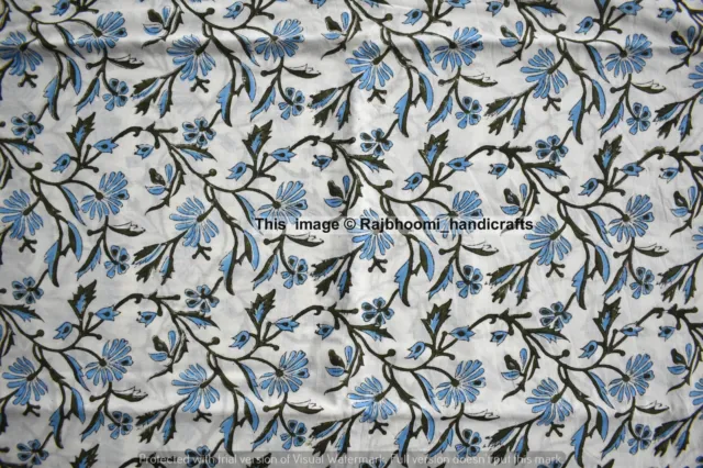 2.7m Indien Coton Main Bloc Imprimé Floral Beau Loisirs Créatifs Couture Tissu