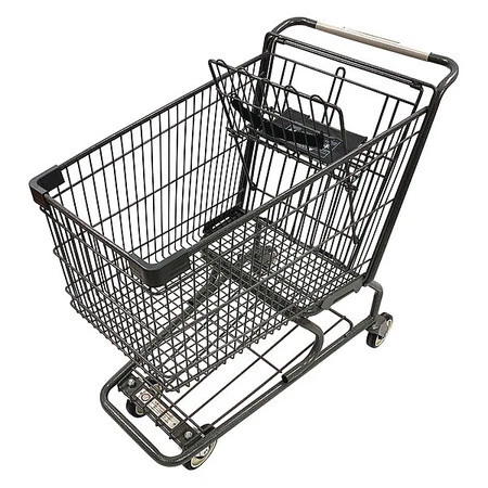 Zoro Select Wmp-152L-Ec Wire Shopping Cart,Dark Gray,400 Lb Cap.
