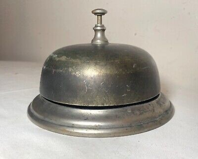 LARGE rare antique 1800's ornate silver bronze Victorian dinner reception bell