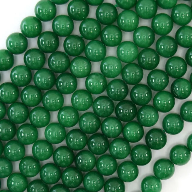 Green Jade Round Beads Gemstone 15" Strand 4mm 6mm 8mm 10mm 12mm