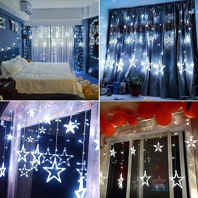 BLOOMWIN LED STAR Curtain Lighting Chain Remote Control Warm White USB