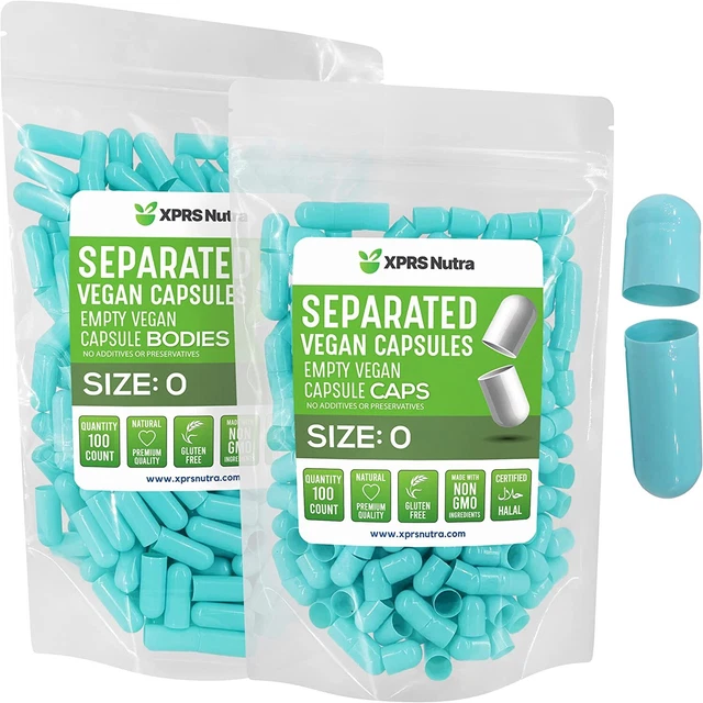 Cápsulas Express Talla 0 Separadas Azul Agua Vacía Cápsulas Veganas Vegetales Gorra