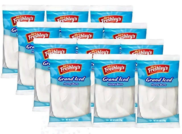 Mrs.Freshley's Grande Blanc Glacé Miel Chignons, Individuel Emballé, 177ml Pack