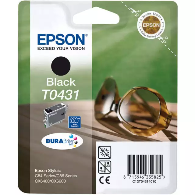 Epson T0431 cartouche d'encre Noir authentique C13T04314010 (TVA incluse)