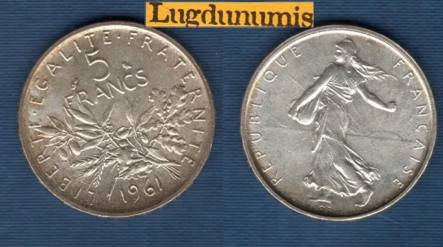 5 Francs Semeuse en argent 1961 SPL - V République, 1959 -