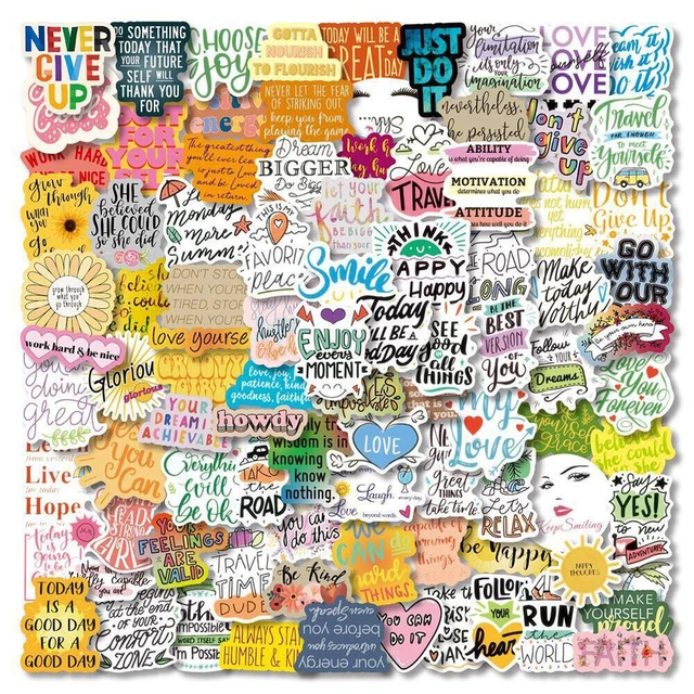 Calcomanías de álbum de recortes 100 piezas frases motivacionales inspiradoras de vida