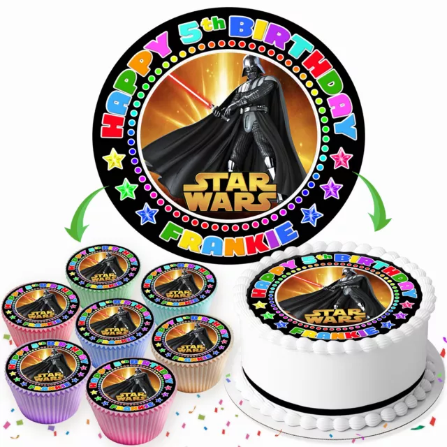 Star Wars Birthday Personalised Edible Cake Topper & Cupcake Toppers Iv931