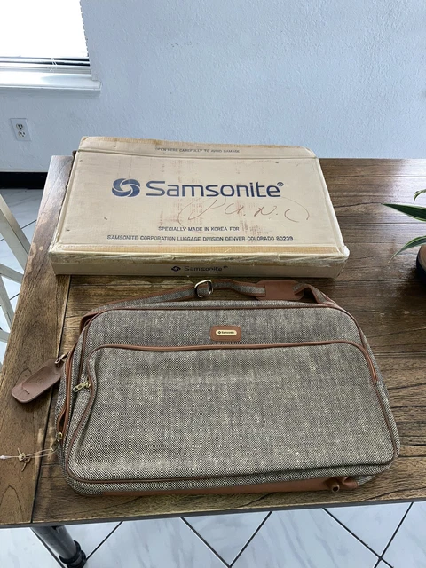 Vintage - NOS- SAMSONITE - BROWN TWEED - Carry-On LUGGAGE Shoulder Bag - NEW