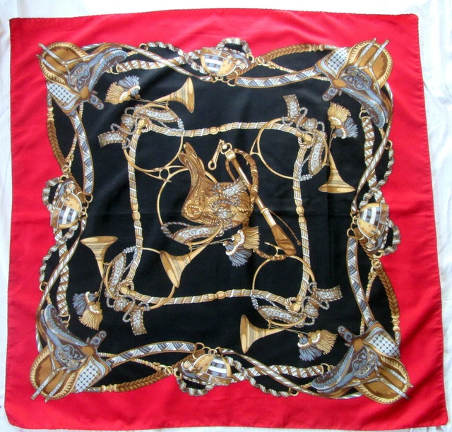 Foulard Vintage Gabriella Vicenza Polyester Bleu 83x86 Cm - Occasion