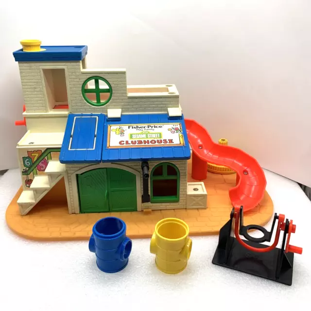1976 Fisher Price 937 Play Family Sesame Street Clubhouse Playset, Incomplete