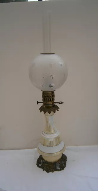 Ancienne Lampe A Petrole En Faience Napoleon French Antique