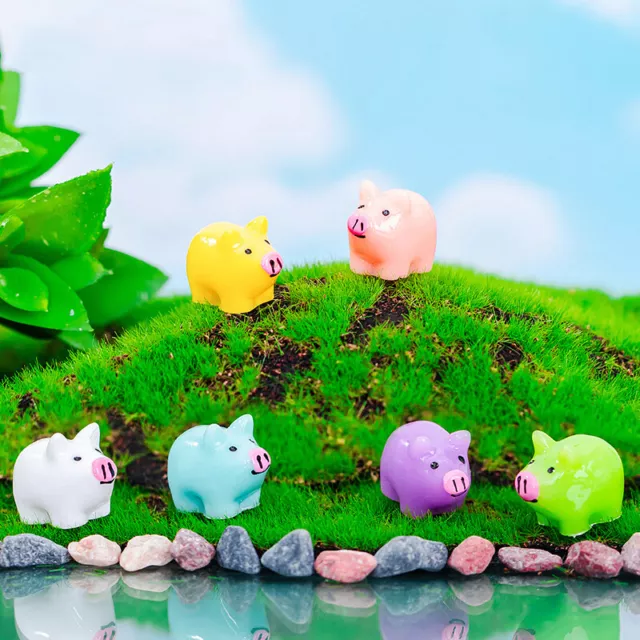 5Pcs Piggy Ornaments DIY Home Piggy Figurines Miniatures Landscaping Crafts