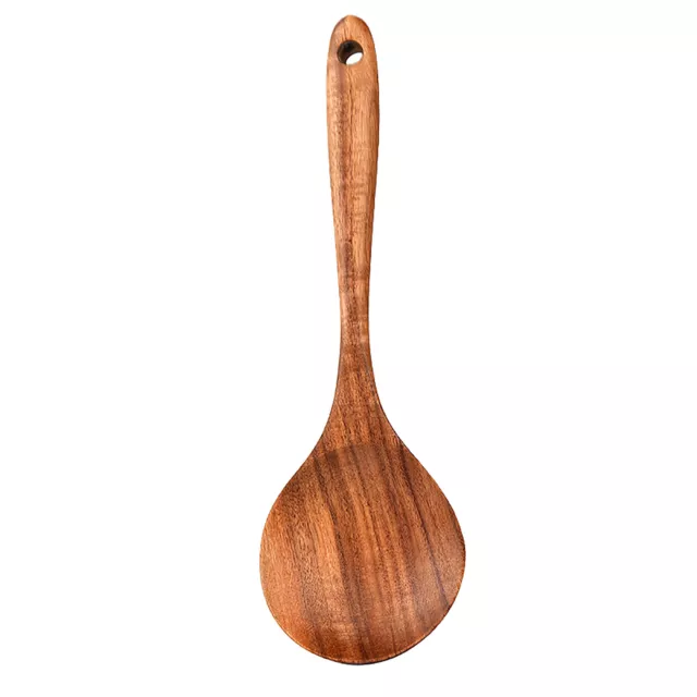 Rice Spoon Kitchen Tool Long Handle Wooden Frying Spatula Soup Spoon Sturdy
