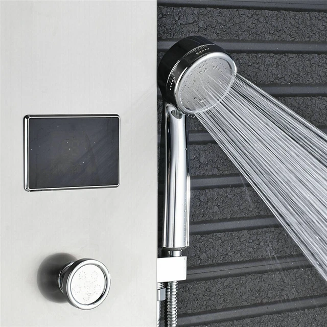 LED Panel de Ducha Cabezal de Ducha de Acero inoxidable 6 Funciones Set de Ducha 9