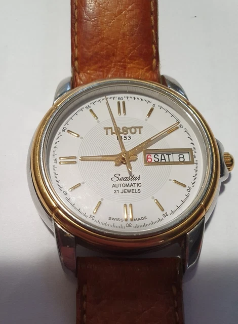 Montre homme TISSOT Seastar automatique A660/ 760K  bracelet cuir marron.