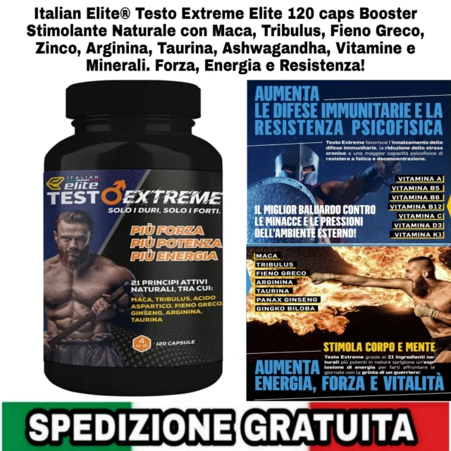 Integratore Italian Elite® Testo Extreme Elite 120cps Booster Stimolante Natural
