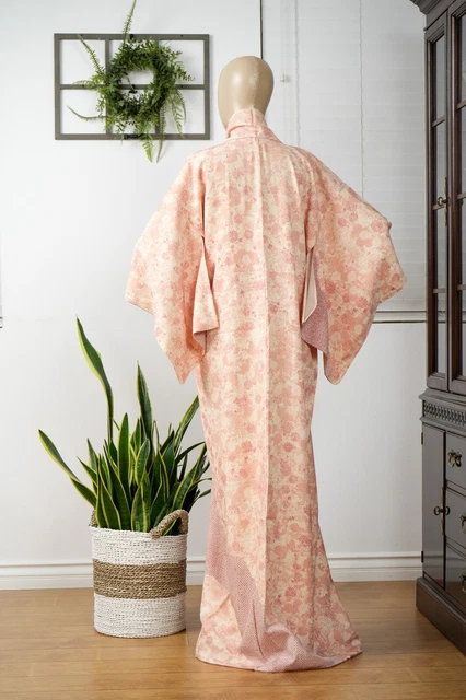 Dear Vanilla Japanese Silk Kimono Women's Robe Gown Authentic Japan Vintage Mint 10