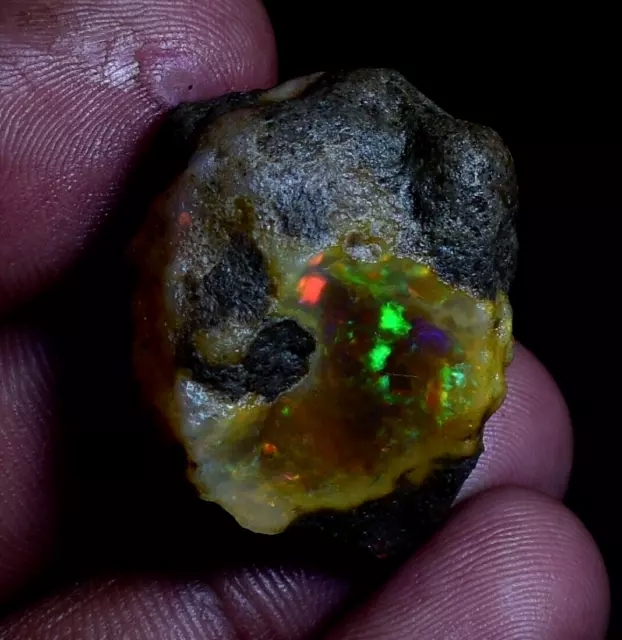 100% Natural Ethiopian Opal Raw, Multi Fire Big  Opal Rough 38.90 Cts OOP-322