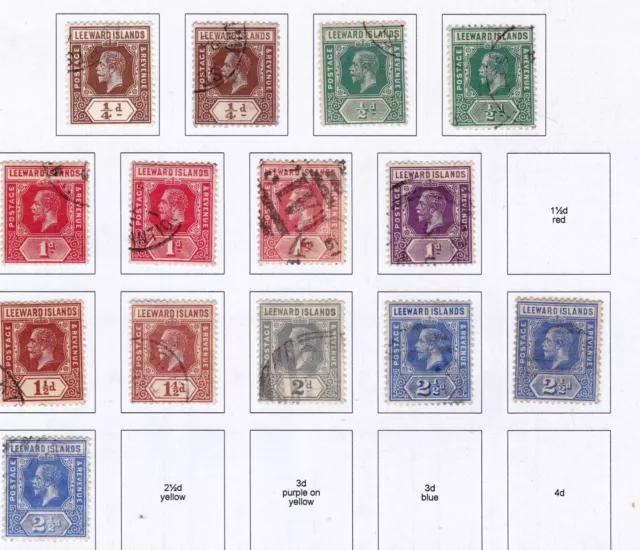 Leeward Islands 1913 14 values to 2½d with shades   (J618a)