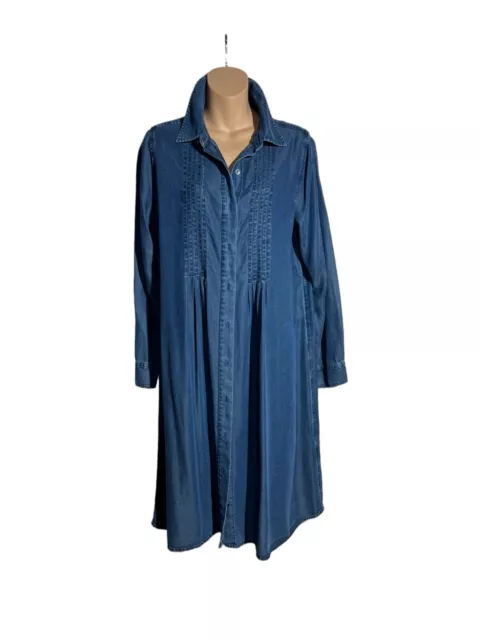 Soft Surroundings M Joie Shirtdress Womens Denim Blue Chambray Long Sleeve