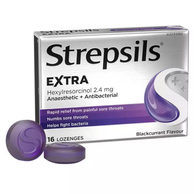 Strepsils Extra Blackcurrant Sore Throat Pain Relief with Anaesthetic Lozenge...