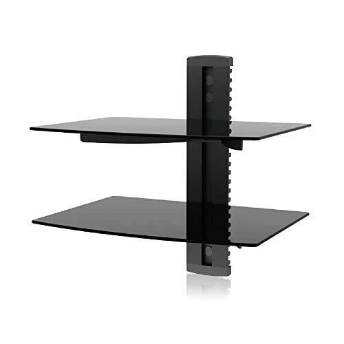 2 Level Tempered Glass Shelf Mount - Entertainment Center, Cord Manage...