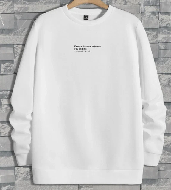 Mens SHEIN White Slogan Sweatshirt Uk Size XL