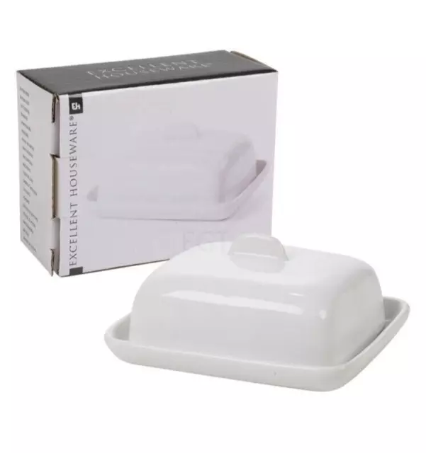 Ceramic Mini Butter Dish Serving­ Bowl With Lid White 11cm Boxed China Keeper 3