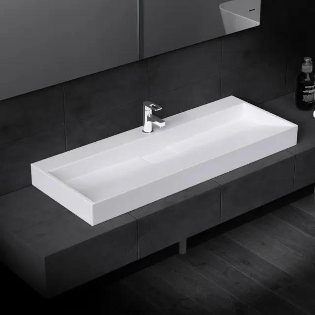 Modern Bathroom Wash Basin Sink Stone Resin Countertop Wall Hung Full Size Range