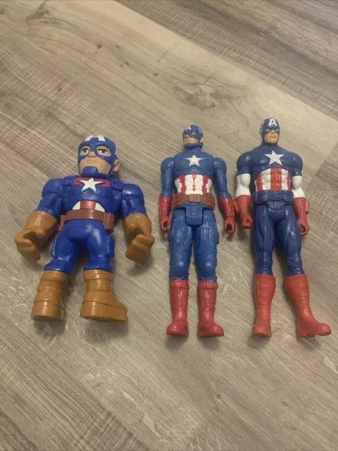 Lot Of 3 Marvel Comics Avengers Hero Series Figures Captain America