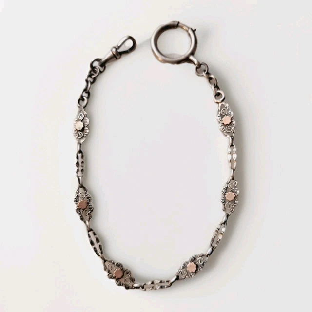 Chaîne De Montre Chatelaine Ancienne En Argent Massif - Vintage Années 70, Fabriquée En France
