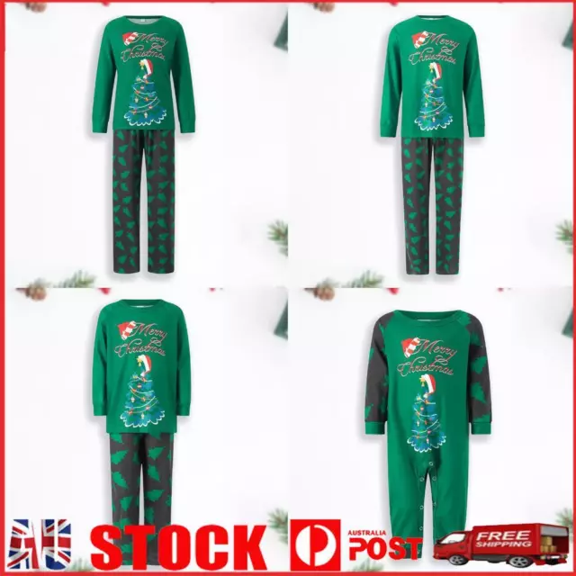Family 2 Pieces Pajamas Set Crew Neck Christmas Tree Pattern Casual Daily Suit